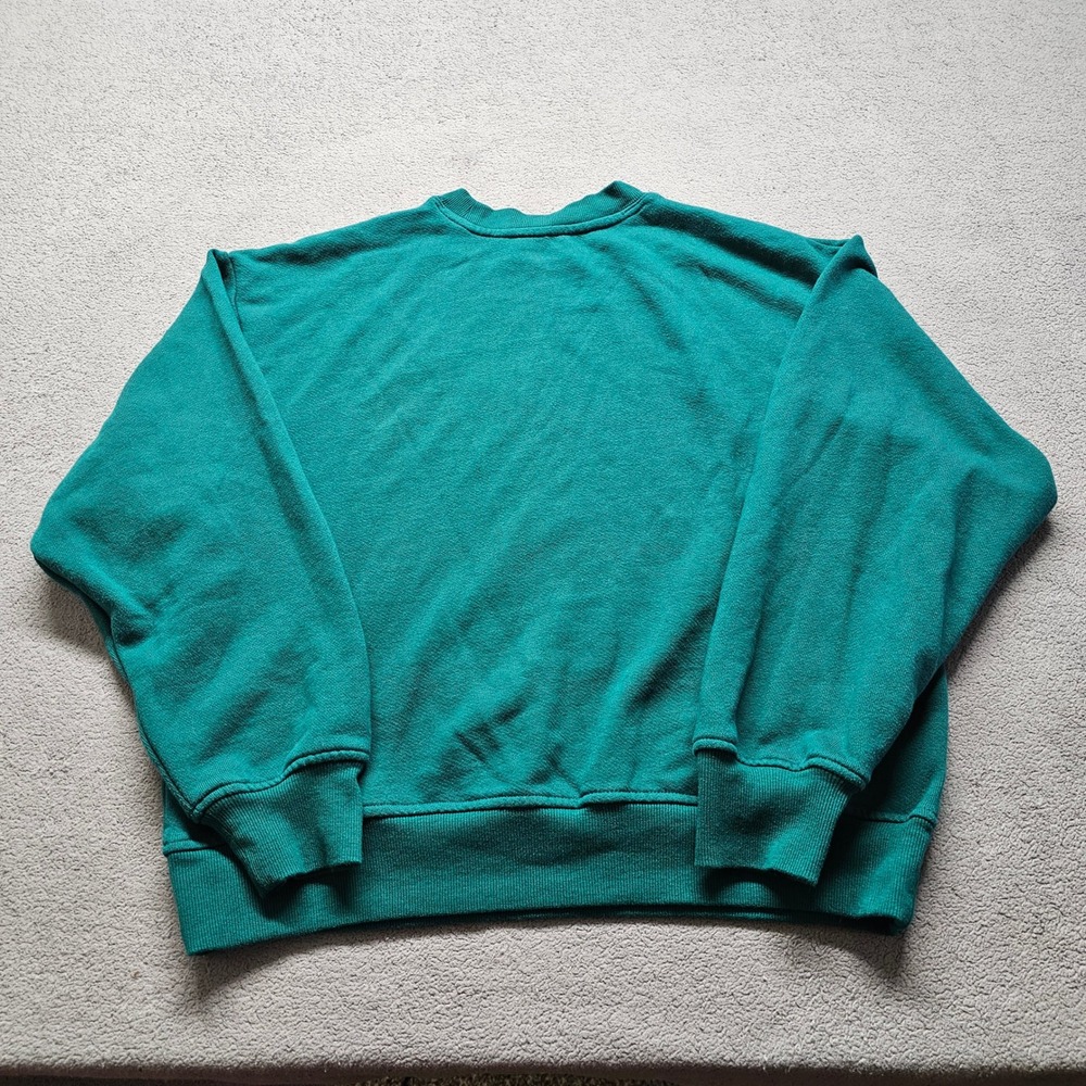 Victoria's Secret Rose Crewneck Sweatshirt Womens S Teal Green Fleece Pullover - Picture 8 of 10